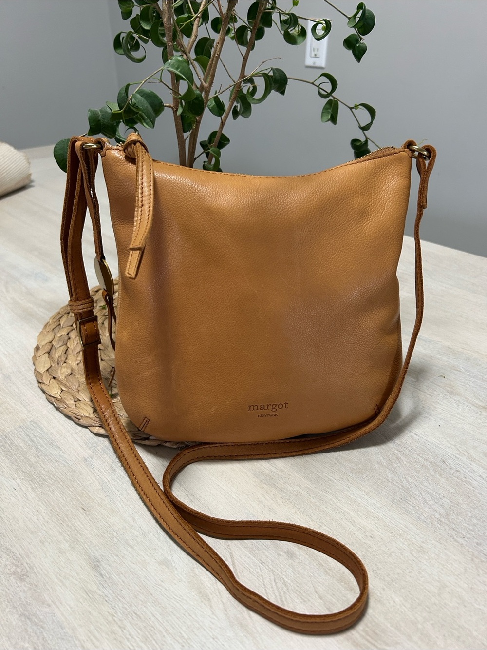 margot Remy Hobo Crosbody Bag in Beautiful, Soft Tan Leather